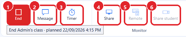 Nhóm công cụ giảng dạy và giám sát trên toolbar MindClass.