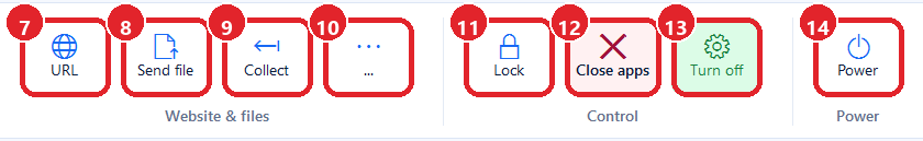 Nhóm công cụ website, file, điều khiển và nguồn trên toolbar MindClass.