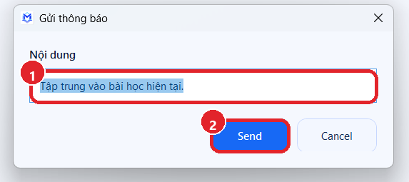 Hộp thoại gửi thông báo Message trong MindClass.